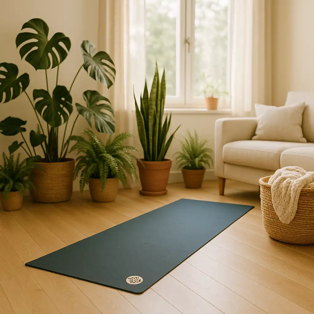 Skab et grønt yoga-hjørne med planter og den rette måtte